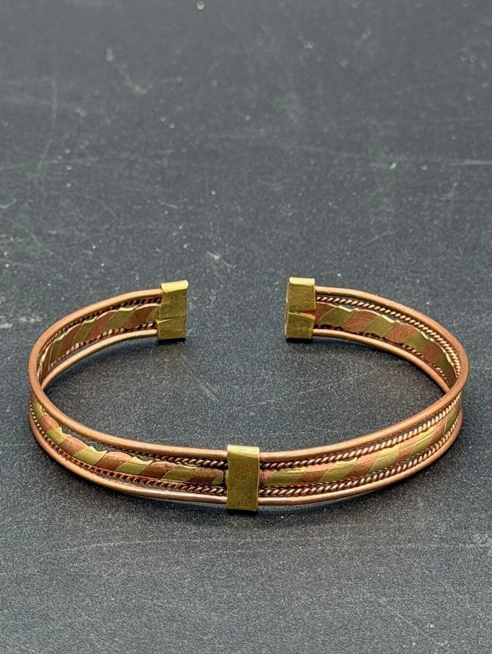 Gold-Tone Braided Copper Cuff Bracelets - Set of 2
